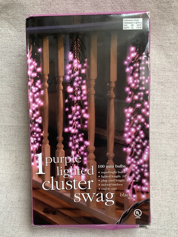 Purple Lighted Cluster Swag Lights 100 Bulbs 24”