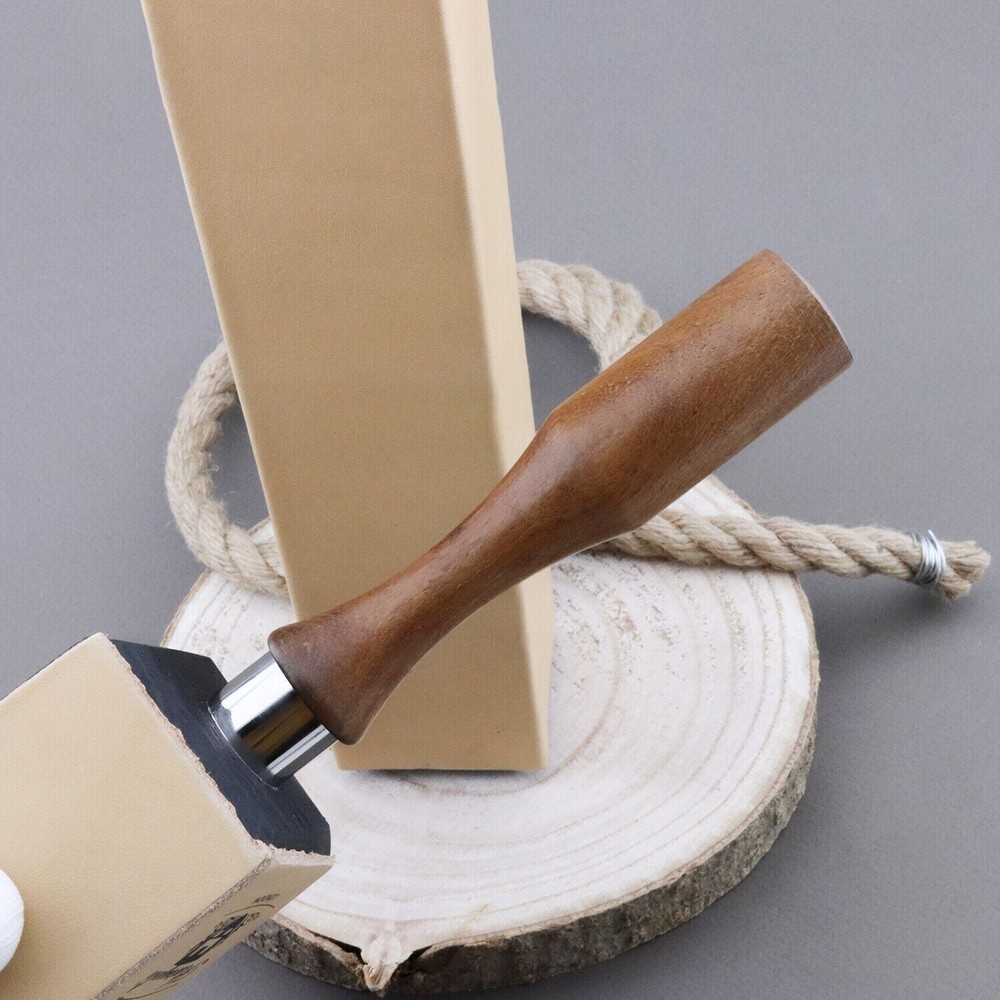 Paddle Leather Strop Straight Razor Classic Sharpening Edge 4 Sided Wood Handle