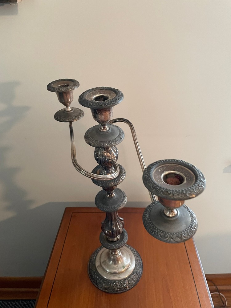 Antique Sheridan Silver Two Candlestick Candelabras