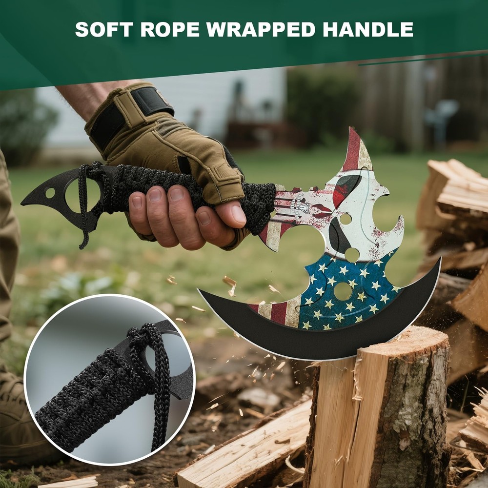 Outdoor 13" Camping Hatchet,Multi Functional Shock-Absorbing Hand Pattern Axe...