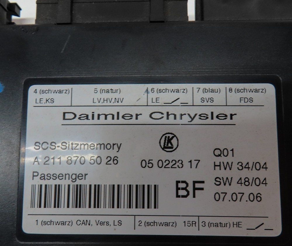 2007 MERCEDES CLS63 AMG (W219) FRONT LEFT DRIVER SEAT CONTROL MODULE
