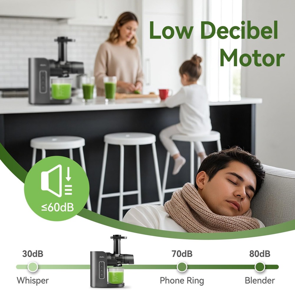 Juicer Machine,Slow Masticating Juicer with 2 Speed Modes & Quiet Motor,Cold ...