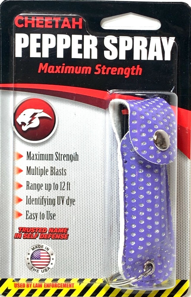 Cheetah Pepper Spray Maximum Strength With Leather Case Self Defense Security