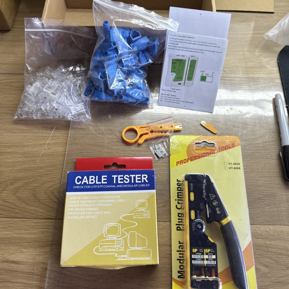 Ergonomic Pass-Through Crimper & Testing Kit for Ethernet Cable Installation
