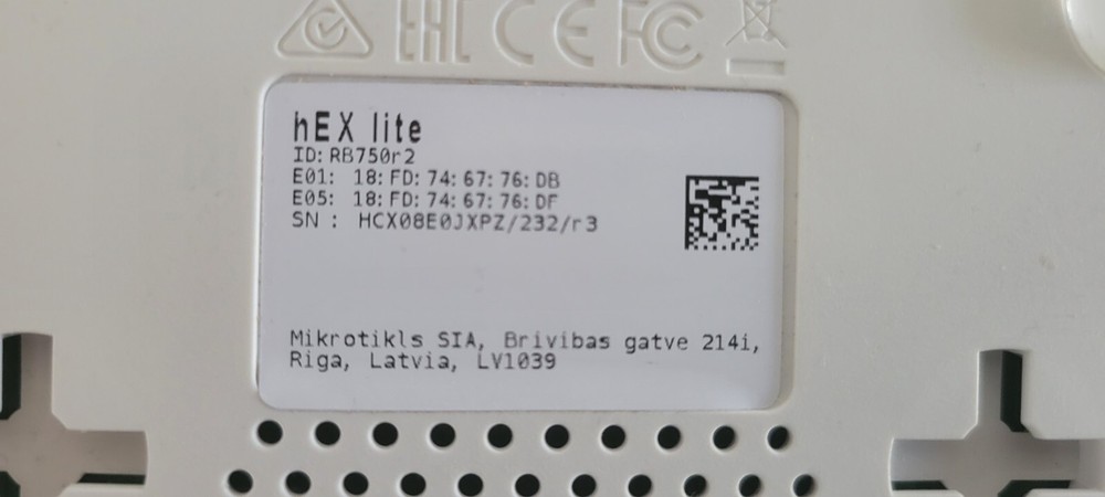 MikroTik hEX Lite RB750r2 w/Power Supply