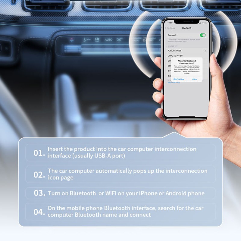 Upgrade Wireless CarPlay Adapter USB for iOS 10 /Android 11