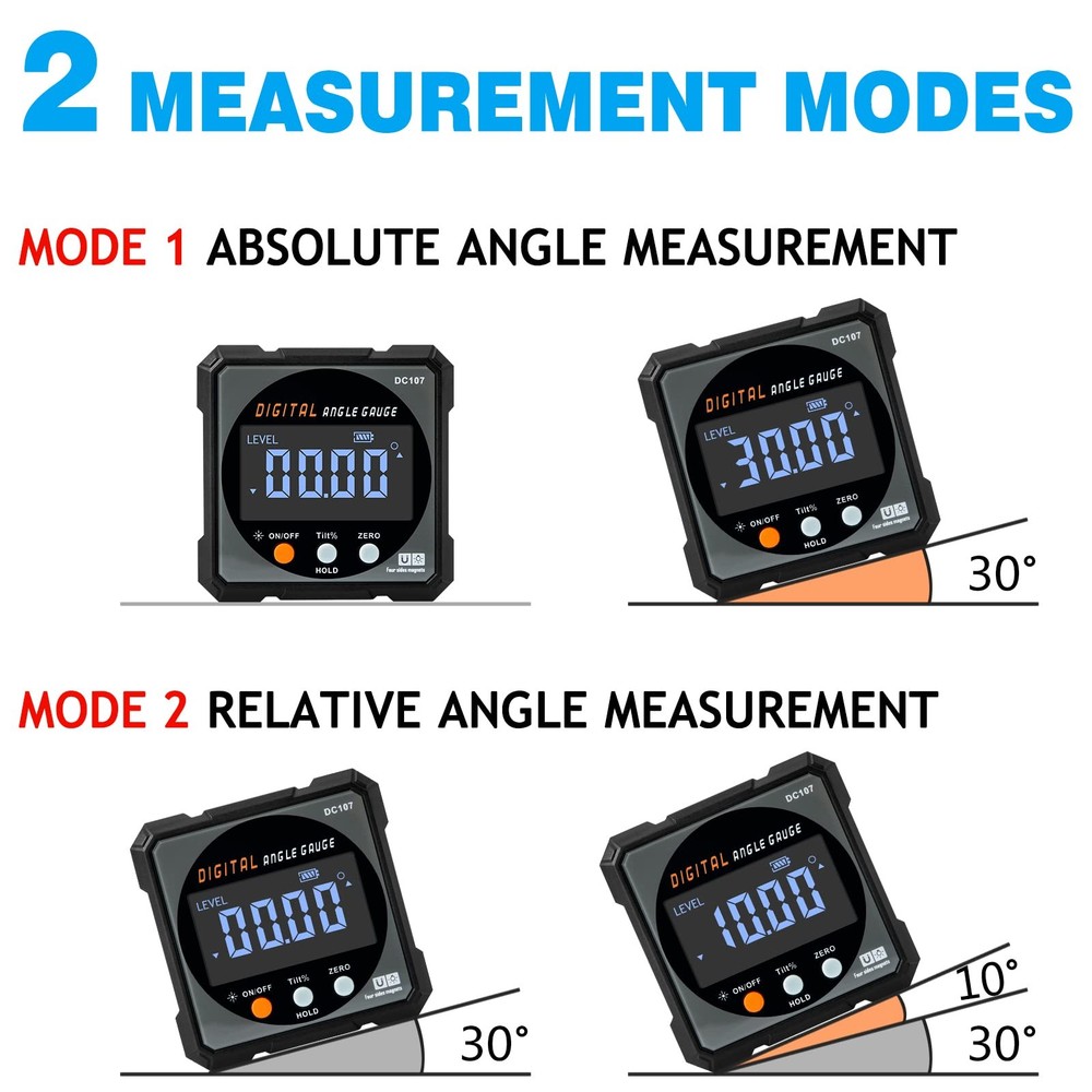 Digital Angle Finder with Electronic Laser - 4-side Strong Magnetic Angle Gau...