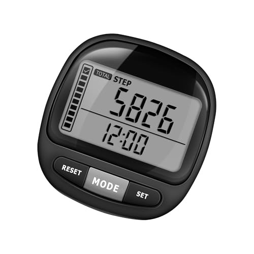 3D Pedometer Step Counter for Walking and Miles, Simple Step Tracker with