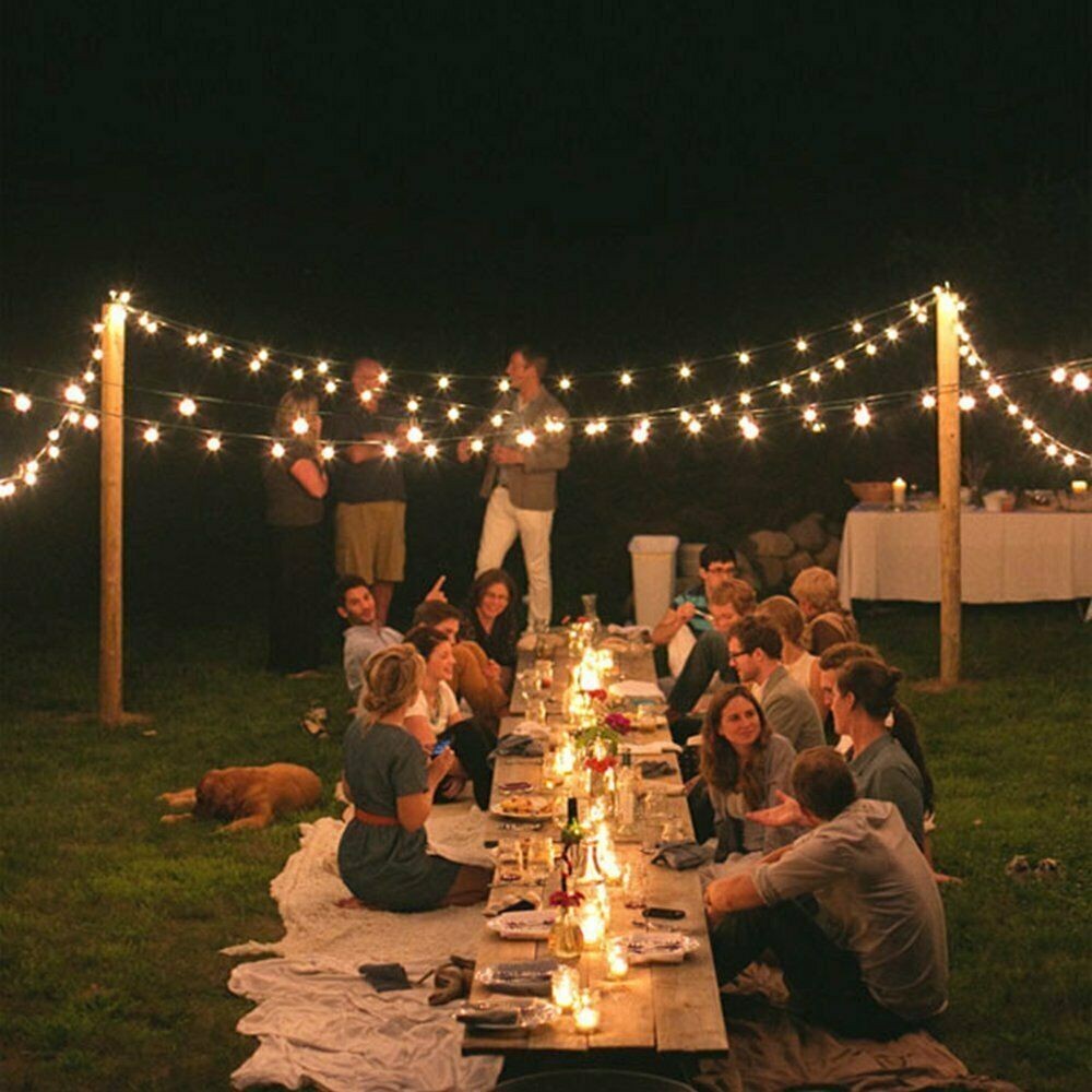 2 Pack 66FT 200LED Outdoor Solar Globe String Lights Ball Bubbles 8 Modes Yellow