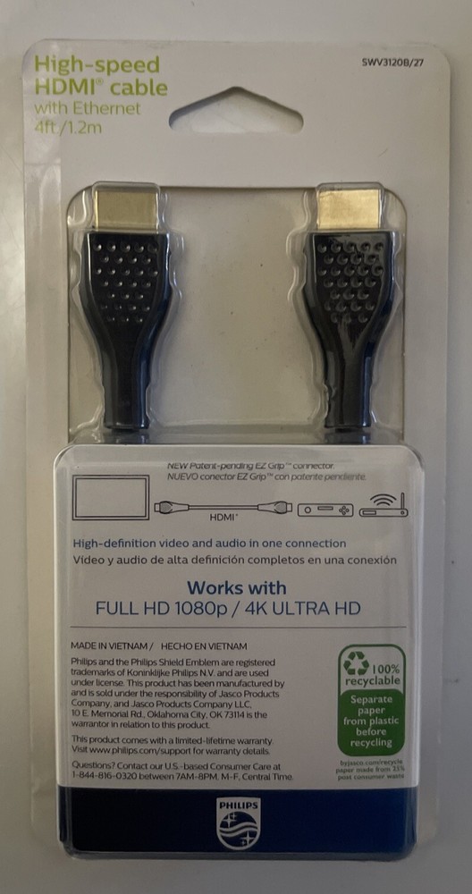 Philips 6' Basic HDMI High Speed Cable with Ethernet - Black