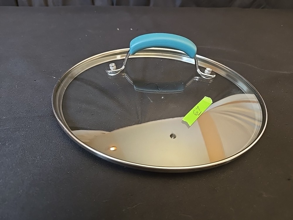 9.25" Lid (Inner Rim) Pan Top Glass Composite Teal Handle Preowned #67