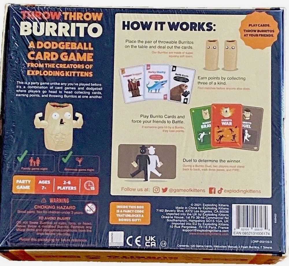 Throw Throw Burrito - A Dodgeball Card Game By Exploding Kittens NEW