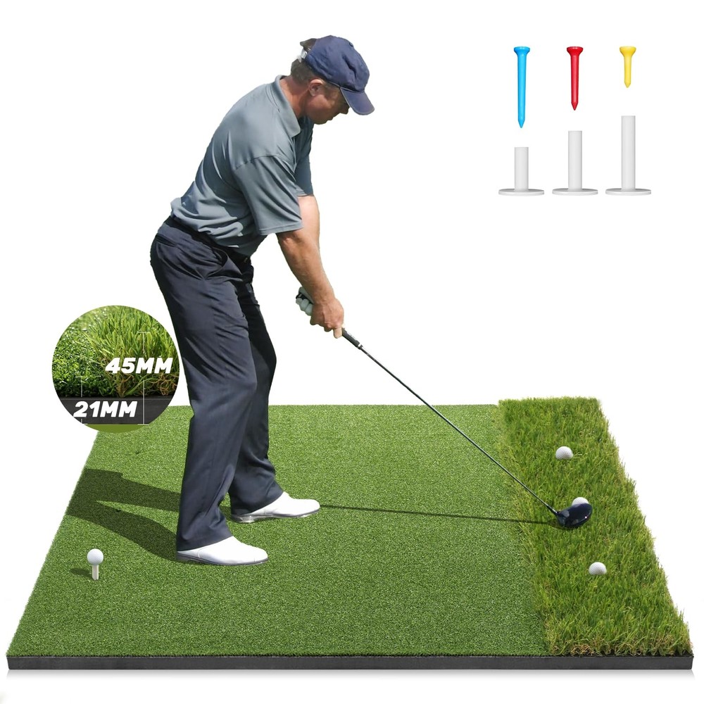 Premium Dual-Turf Golf Mat: 5x4ft Thickened for Backyard, Driving Range, Indo...