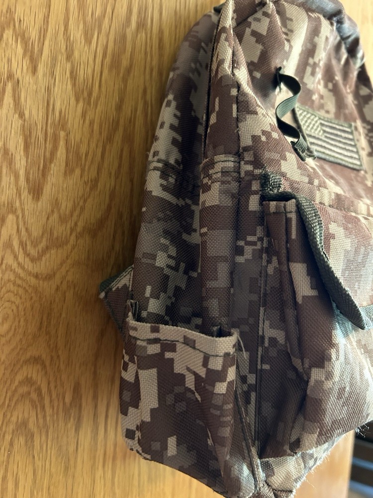 Camouflage Small Backpack With American Flag Patch