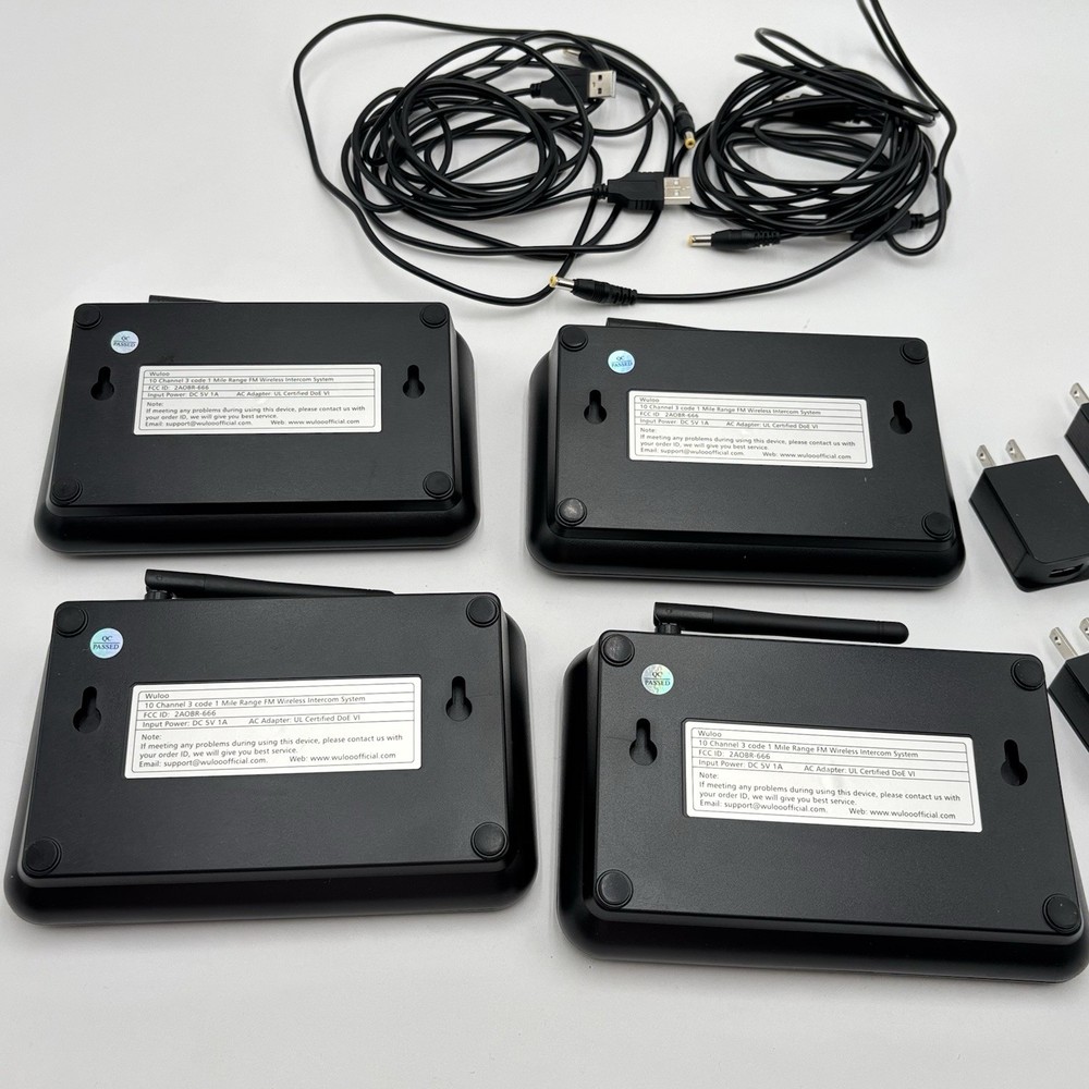 Wuloo Wireless Intercom System for Home 10 Channel 3 Code 1 Mile Range - 4 Sets