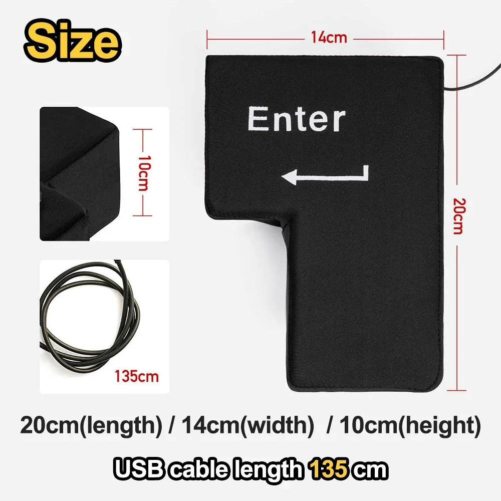 Big USB Enter Key Mouse Anti-Stress Decompression Button for PC