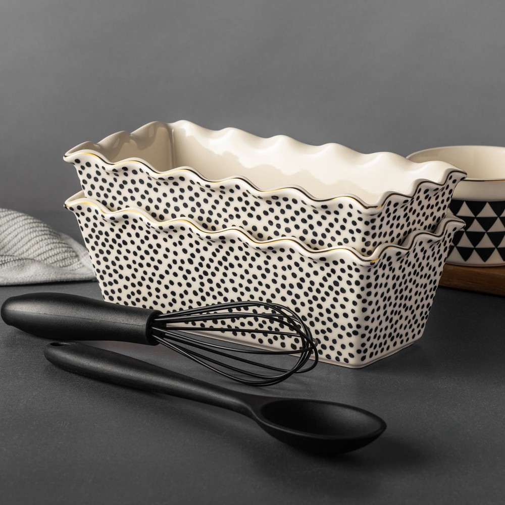 9" Ceramic Loaf Dish 2-Piece Set Dot