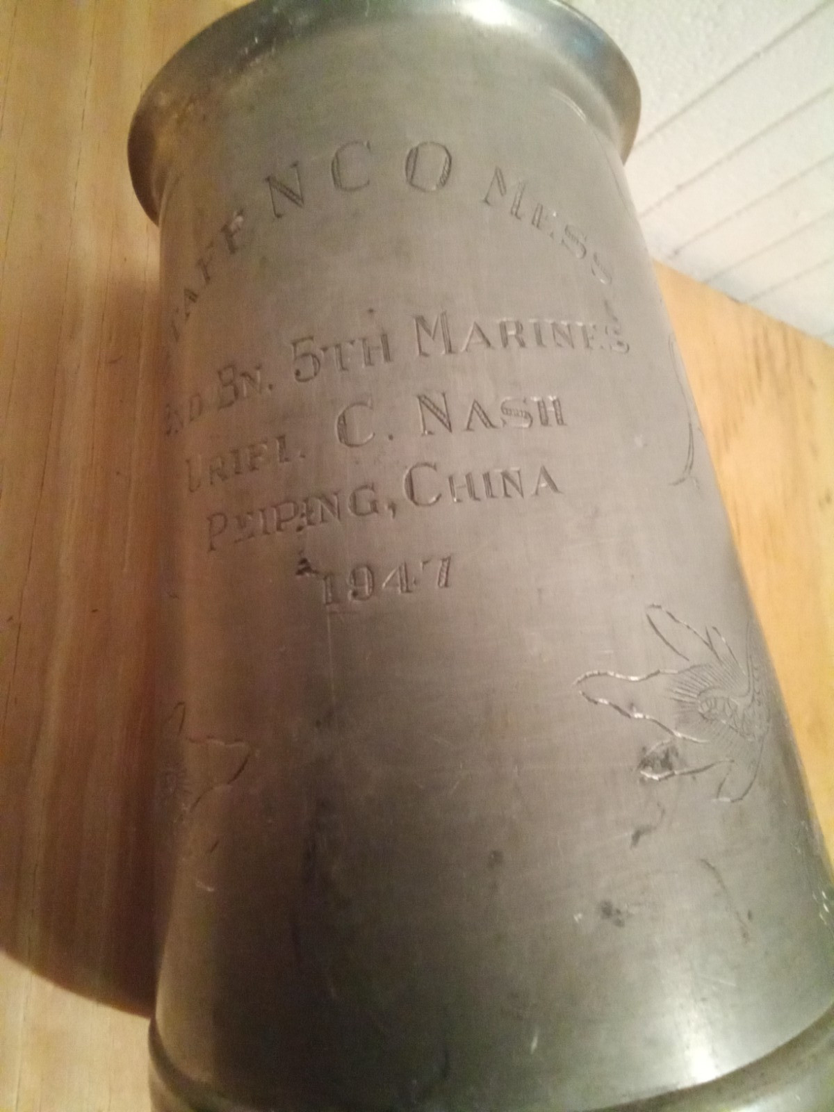 1947 Tientsin, China Named USMC/US Marine Corps Mug Lot. 1st Marine Division