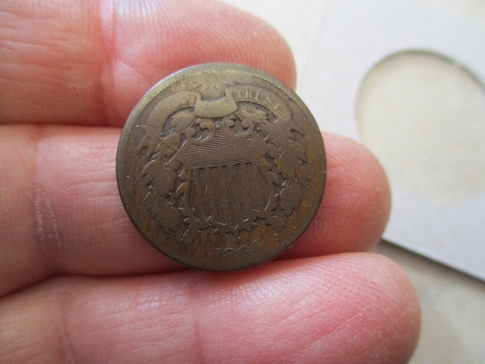 1864 2 Cent piece, nice midgrade bwon coin, defect free! $24