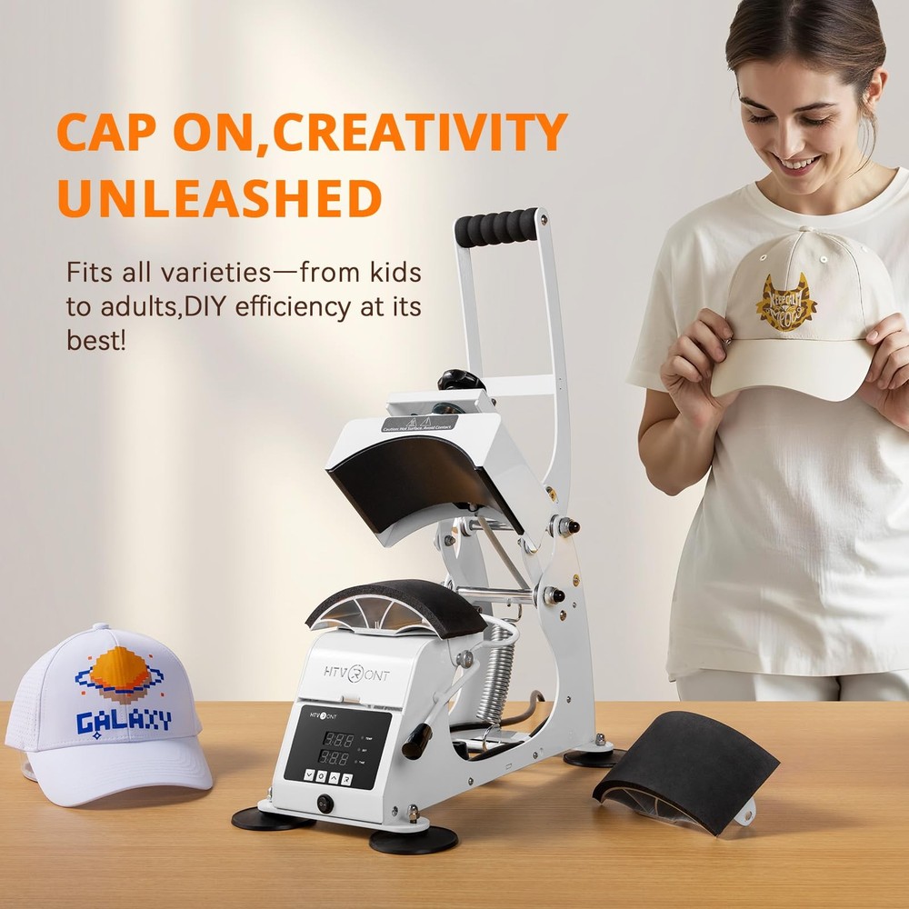 Hat Press Machine - Hat Press Heat Machine for Caps with 2 Platens & Caps Str...