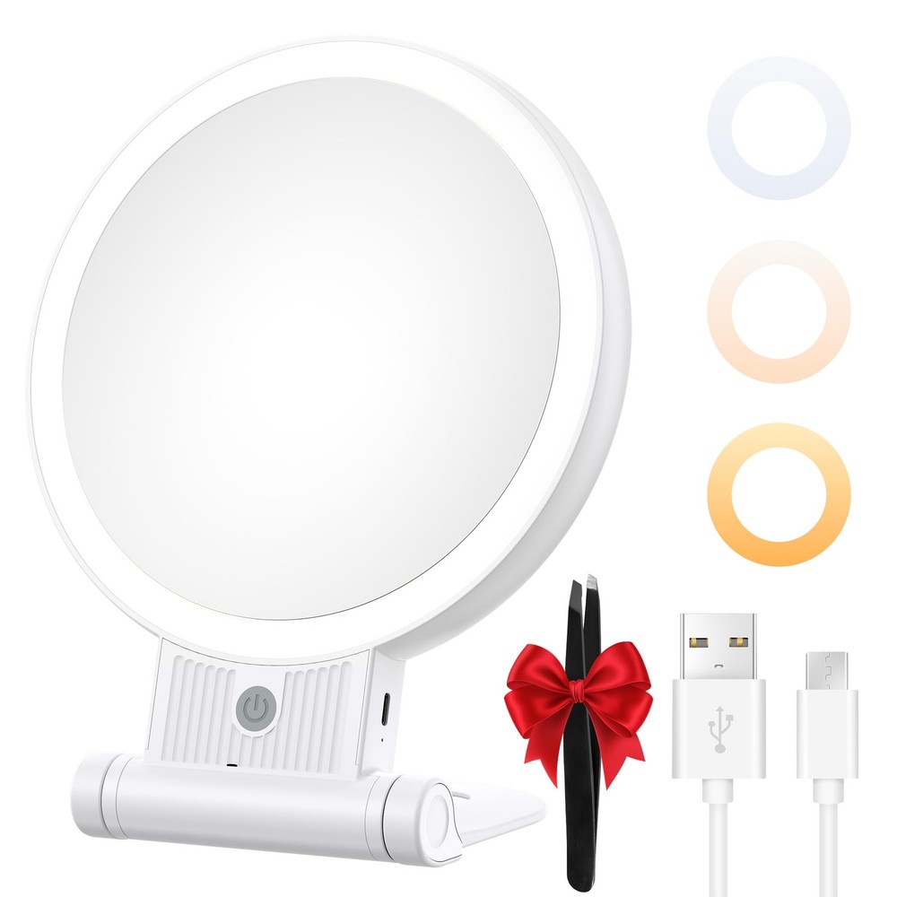 1X/30X Lighted Makeup Mirror with Magnification, DoubleSided Switch, 3Color L...