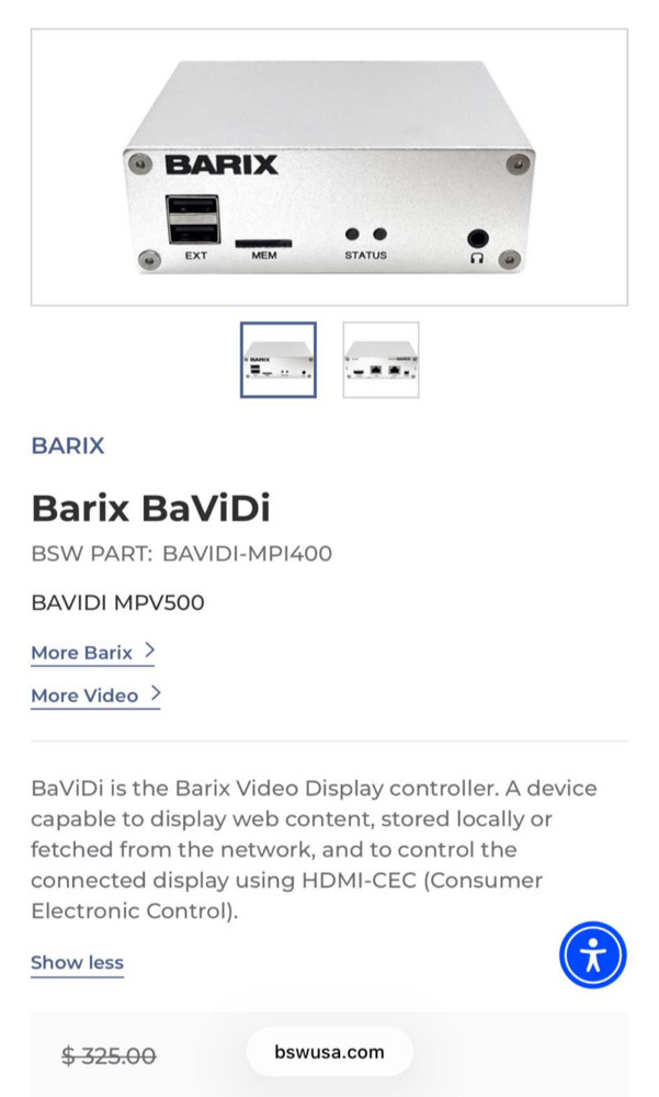 Barix BaViDi Video Display Controller Device