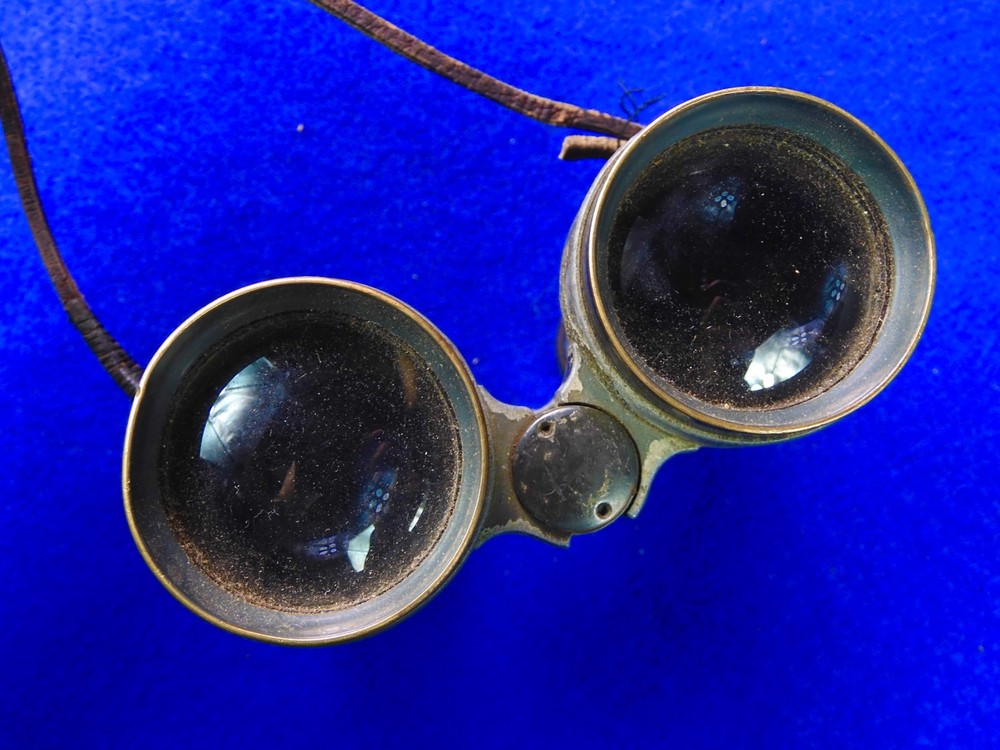 US WW1 Antique Oold Binoculars w/ Case