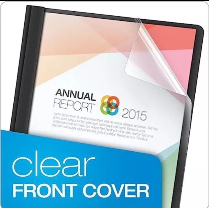 Clear Front Report Covers, Black, Letter Size, 25 per box (55806EE)