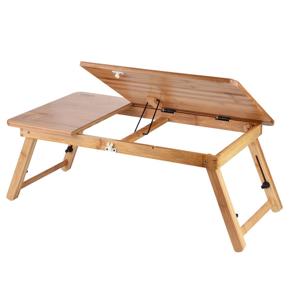 Sturdy Carbonized Bamboo Notebook Desk Height Foldable Laptop Cooling