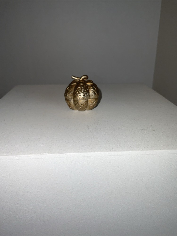 SILVER PLATED PUMPKIN FIGURE TRINKET BOX
