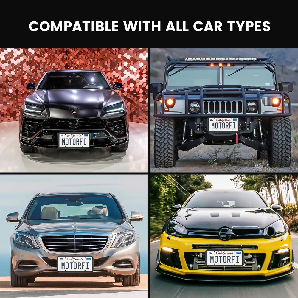 2 Pcs Silicone License Plate Frames with Polycarbonate Covers, Rust-Proof, We...
