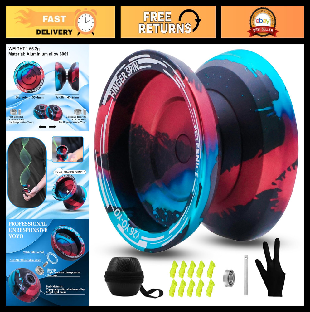 Professional Butterfly Yo-Yo - Dual Mode Responsive/Unresponsive, Finger Spin, 1