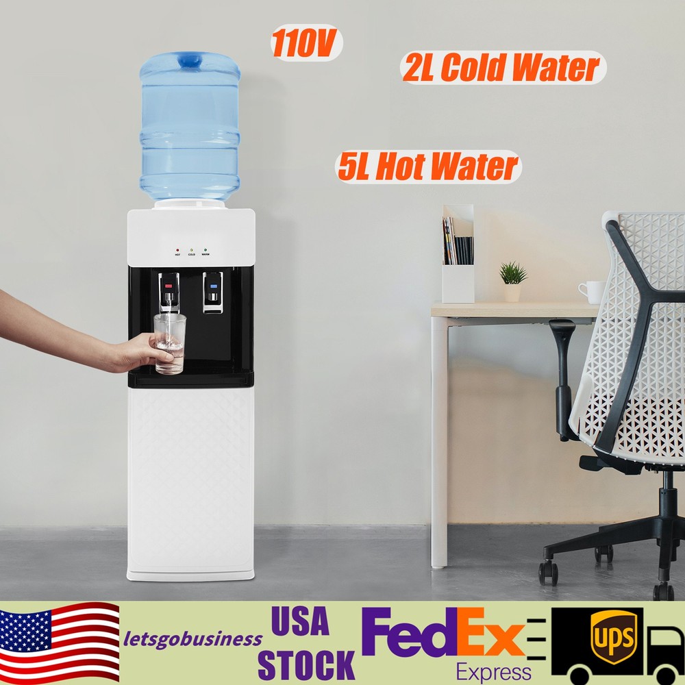 Hot and Cold Water Dispenser Standing 53.6℉ & 185-203℉ Top Loading Heater Cooler