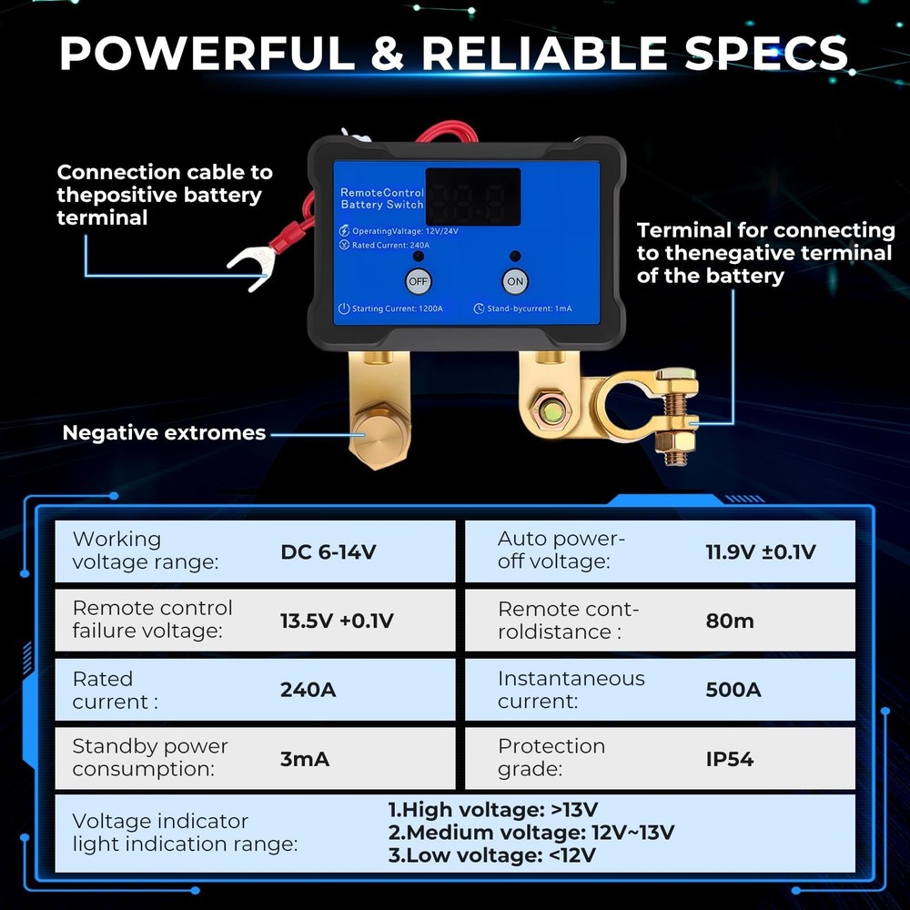 Car Kill Switch – Upgraded App Controlled 12V Battery Disconnect, Remote N