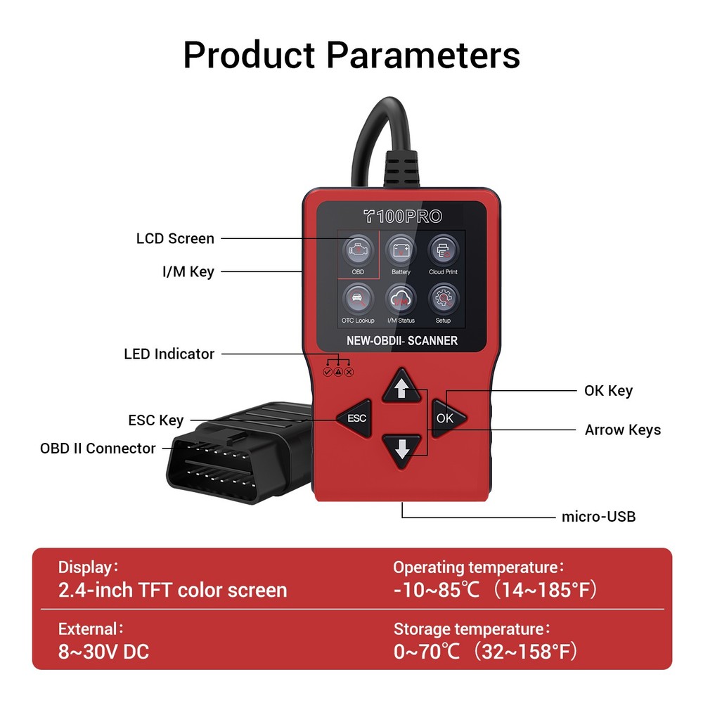 Topdiag OBD2 Scanner Diagnostic Tool Code Reader Vehicle Monitor Battery Tester