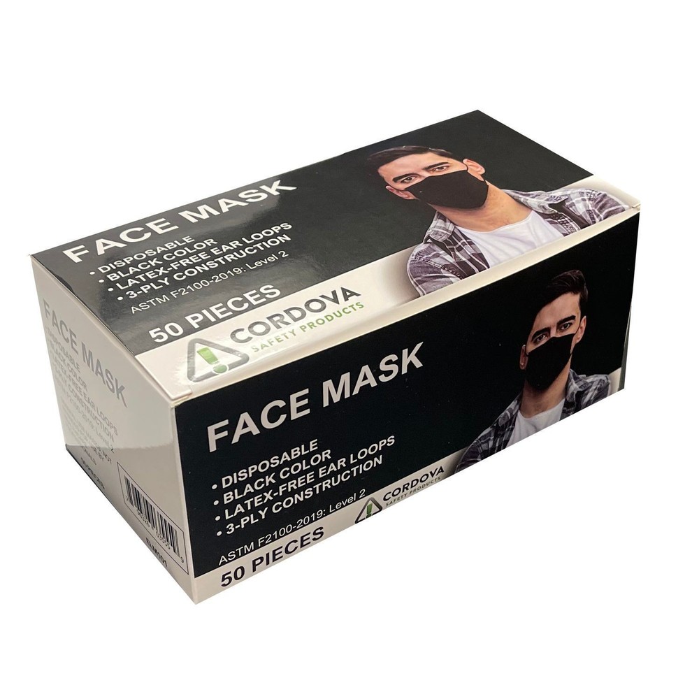 black disposable face mask