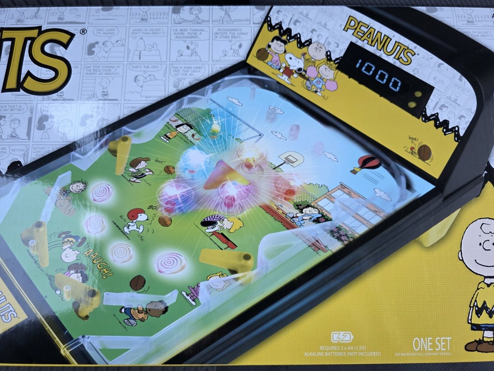 Peanuts Electronic Pinball Machine Tabletop Arcade Game w/ Lights & Sound 2025