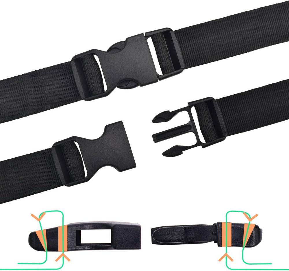 5 Pack 3/4" Side Release Buckle Dual Adjustable 5 Yards 3/4" PP Strap Webbing Ou