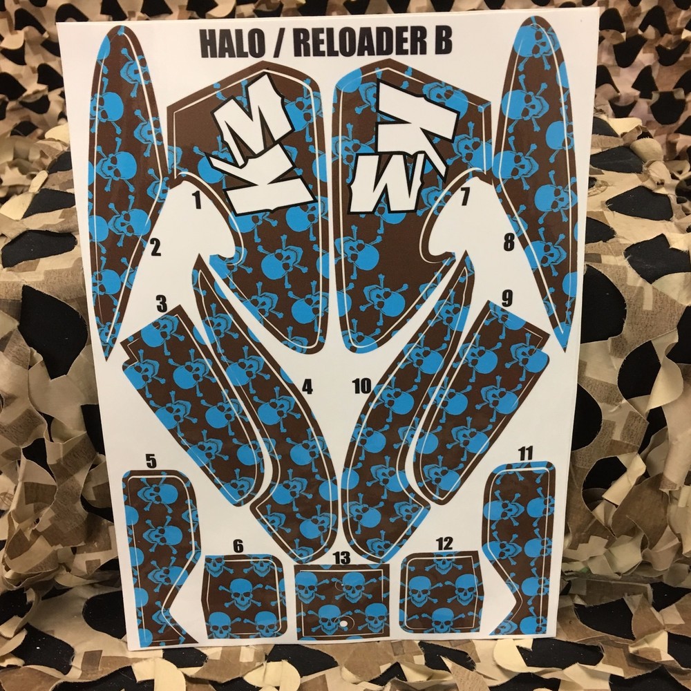 NEW KM Paintball Halo Too Loader Wrap - Skull Brown