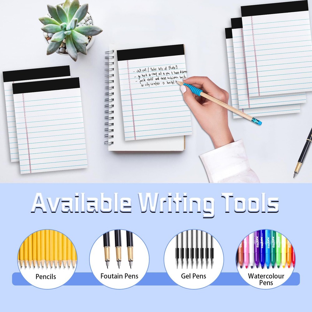 6 Pack 4x6 Inch Notepads Refills Lined Writing Memo Pads for Office School