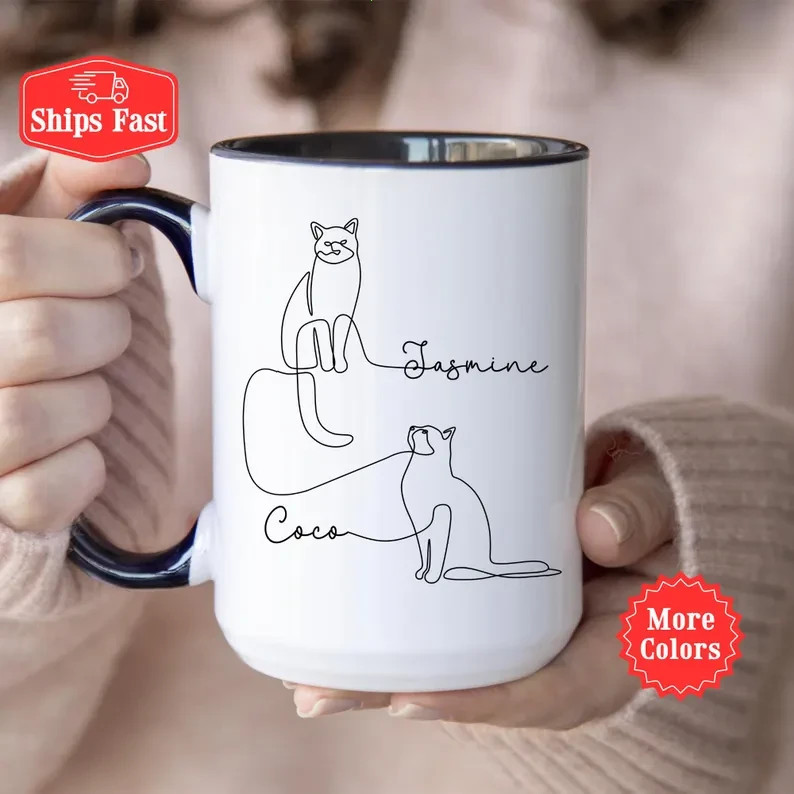 Custom Cat Name Mug Coffee Cup Gift