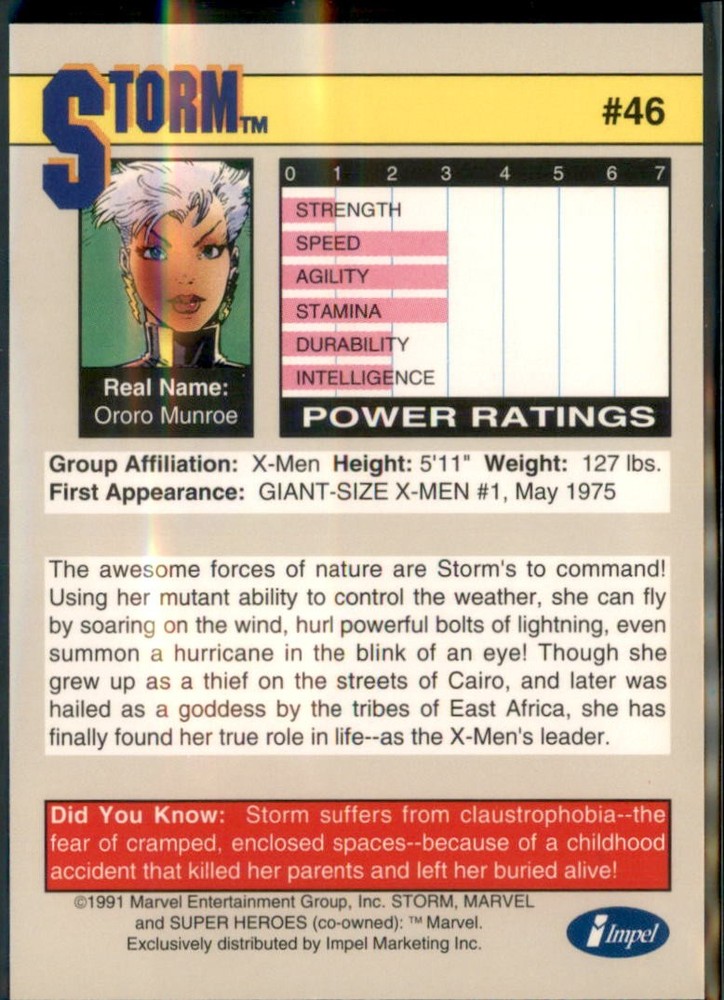1991 Impel Marvel Super Heroes Storm #46