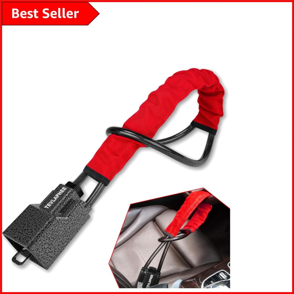 Red High Visibility Steering Wheel Lock - Double Security for All Vehicle Types