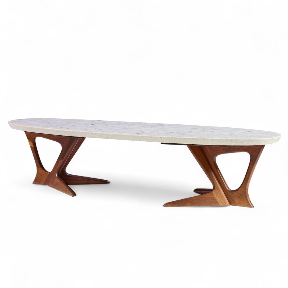 Harvey Probber Mid Century Walnut and Terrazzo Coffee Table