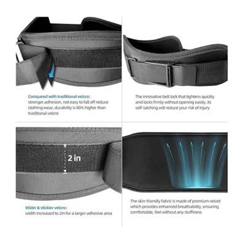 COOSOFT Weight Lifting Belt Medium Black Gym Workout Support Adjustable Strap