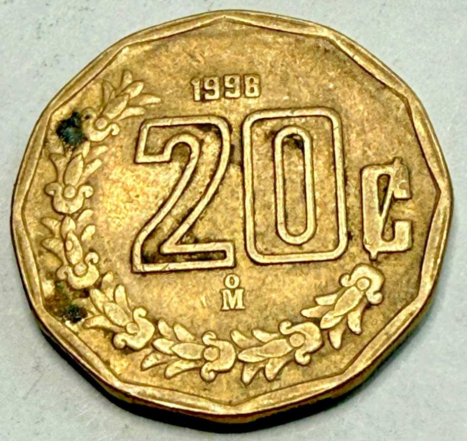 1998 MEXICO 20 CENTAVOS COIN