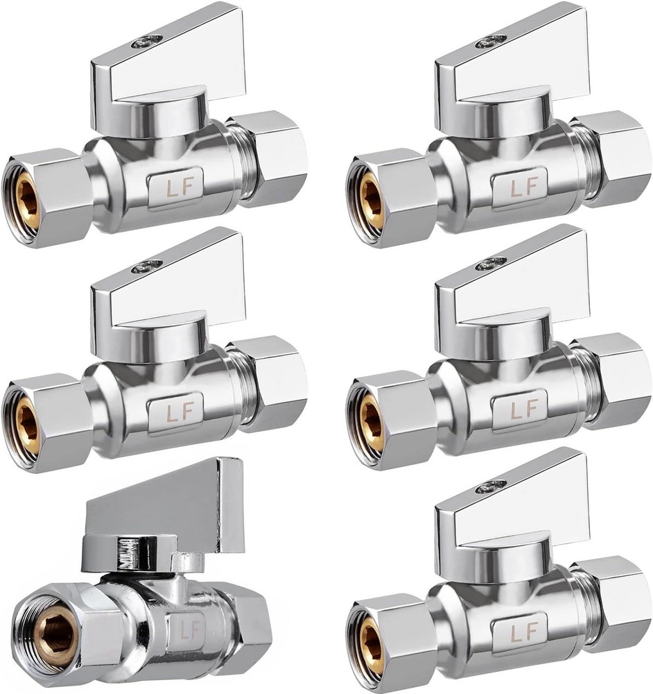 6 Pack Premium Chrome Brass 3/8" Comp FIP x 3/8 Inch Compression MIP Quarter ...