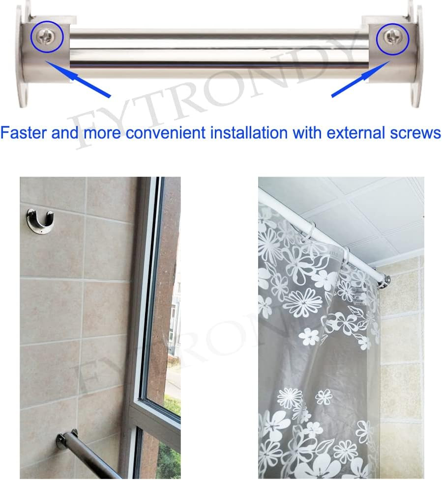 Stainless steel Wardrobe Closet Rod Bracket, U-Shaped Open type Socket bracke...