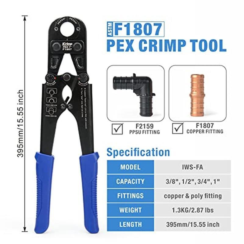 PEX Crimping Tool Kit W/ Quick Change Jaws Decrimping Tool Gauge & Carry Case US