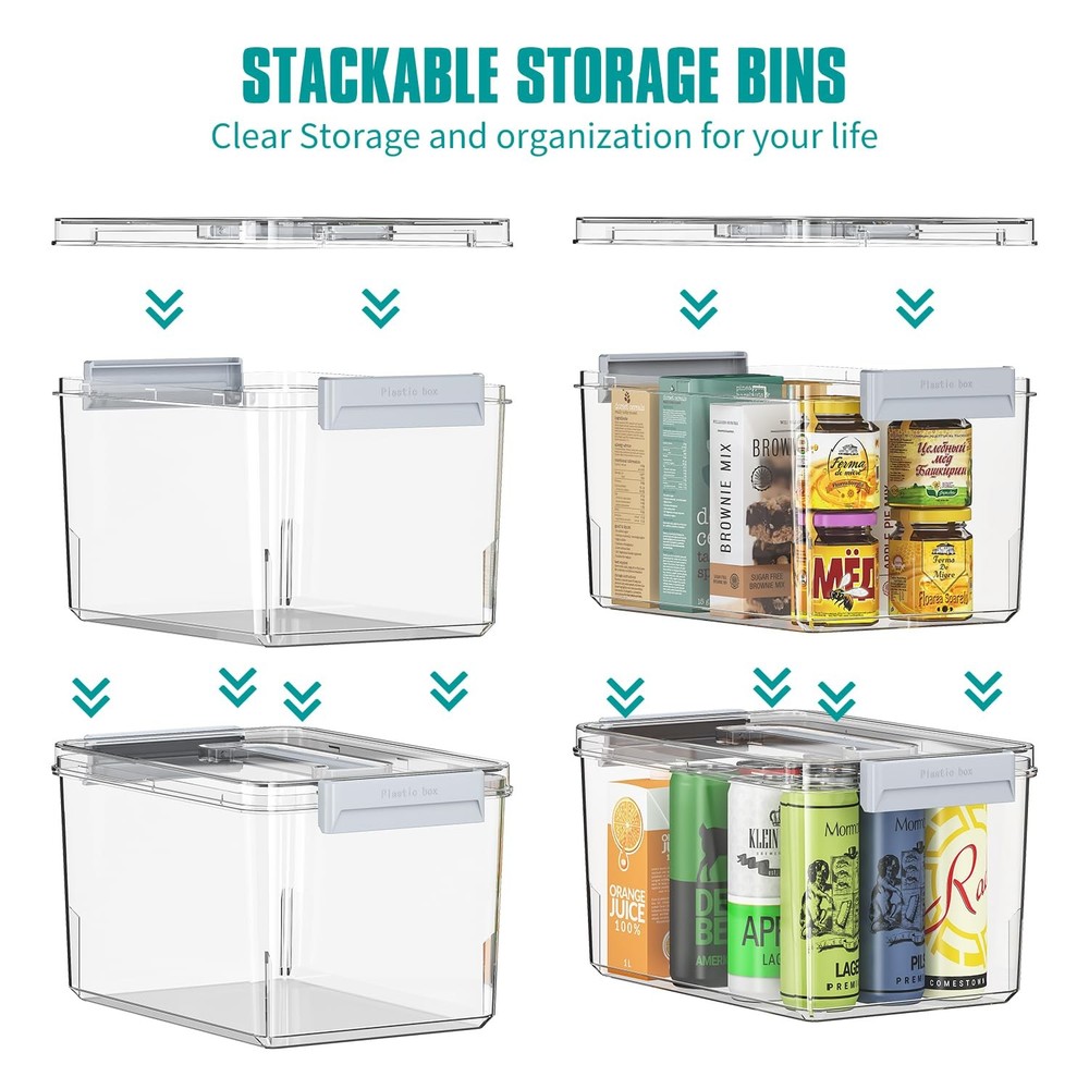 Plastic Storage Bins with Lids Stackable organization and Storage Containers ...